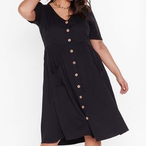 Nasty Gal Button Front Midi Smock Dress